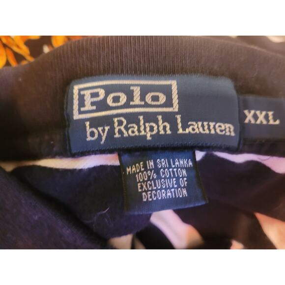 VINTAGE 1990s Polo Ralph Lauren Mens Black & White Striped Logo Shirt Size XXL - Picture 6 of 10